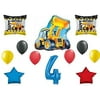 JTJ Products Bundle of 4th Boy Birthday Construction Loader Balloon Bouquet with 40" Blue #4