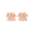 thumbnail image 2 of BemeyourBBs Toddler Baby Girls Halloween Dress Outfit Infant Baby Girl Summer Fall Plaid Gingham Dress Pumpkin Ghost Embroidered Crew Neck Puff Long Sleeve Holiday Party Dress, 2 of 9