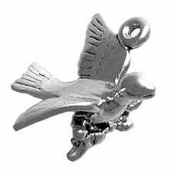 Sterling Silver 24" .8mm Box Chain 3D Calling Bird Or Dove Perched On Branch Pendant Necklace
