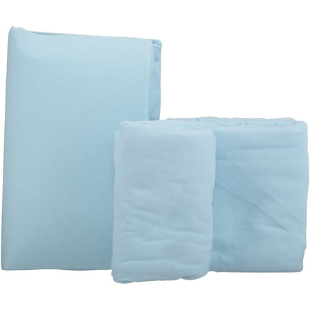 TL Care 100% Natural Jersey Cotton 3-Piece Toddler Sheet Set, Blue, Soft Breathable, for Boys and Girls
