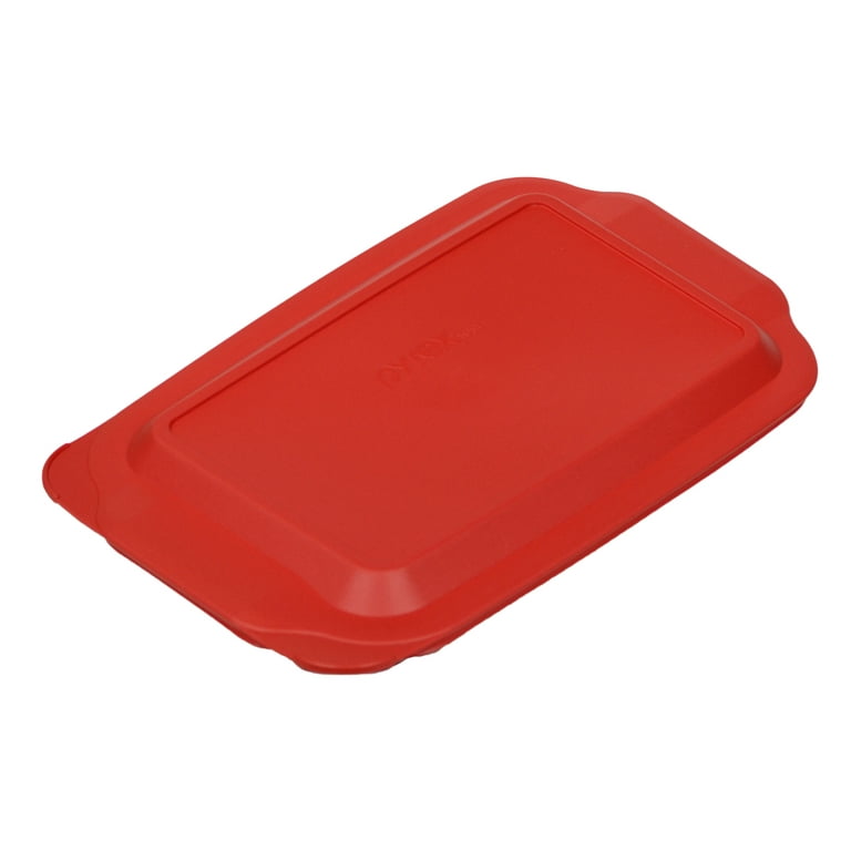 Pyrex (1) 233 3qt Glass Baking Dish and (1) 233-PC Red Plastic Lid