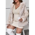 thumbnail image 4 of Giolshon Women's Plus Size Faux Suede Leather Coat Thickened Belted with Faux Fur Collar Fall Winter Casual Outerwear, 4 of 4