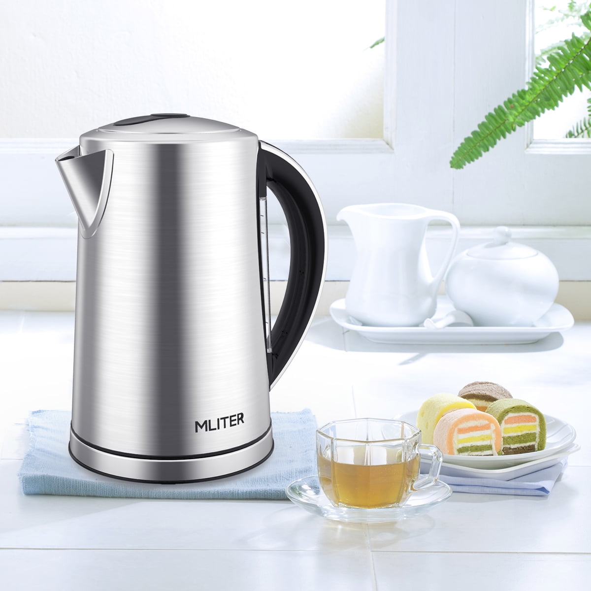 Stainless Electric Tea Kettle, Mliter Electric Cordless Kettle for Pour Over Coffee and Tea