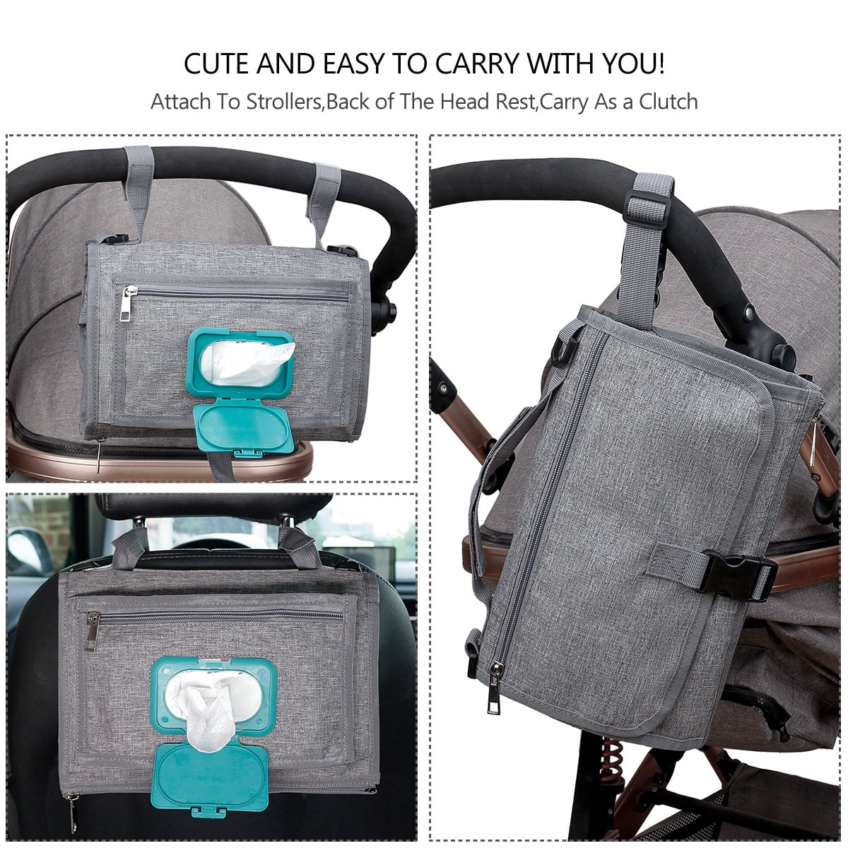 SPEKSEE Portable Diaper Changing Pad - Outdoor Travel Foldable Waterproof Diaper Bag with Shoulder Strap and Wet Wipes Pocket