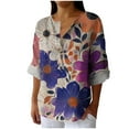 thumbnail image 2 of Qepwscx Pluse Size Women's Long-Sleeve V-Neck T-Shirt, Floral Print Blouse Going Out Tops Floral Graphic Loose Fits Tshirts Sweatshirt Spring Fall Tops for Women L_XXXXXL, 2 of 5