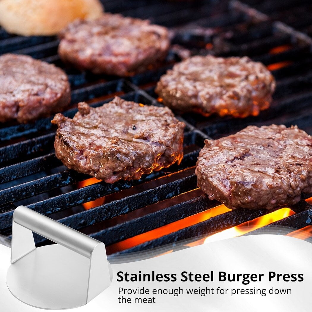 Presse à Hamburger 5,5 Pouces En Acier Inoxydable 304 - Presseur Rond Antiadhésif Pour Viande Et Bacon