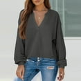 thumbnail image 3 of Annhoo Womens Knit Shirts V-Neck Long Sleeve Business Blouse Comfy Solid Color Casual Tops Daily Outdoor Tunic Pullover, 3 of 8