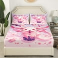 thumbnail image 3 of Erosebridal Pink Axolotl Bed Sheets Set Twin Size, Boba Milk Tea Bed Sheets Twin, Blossoms Flower Reversible Sheet Set Twin, Microfiber Room Decoration, 3pcs, 3 of 7