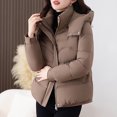 thumbnail image 5 of XPMWRP Women's Quilted Puffer Thickened Hooded Jacket Casual Zipper Coat Solid Color Winter Warm Outerwear with Pockets Brown XXL, 5 of 9