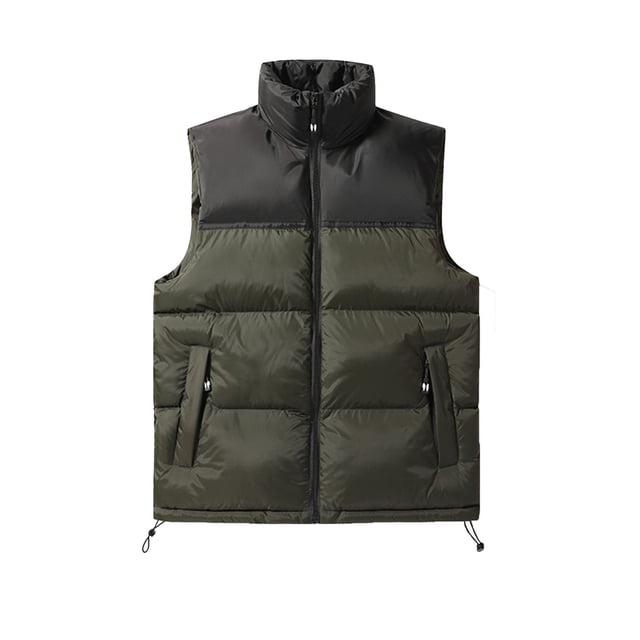 WRKEKC Mens Puffer Vest Solid Color Down Cotton Padded Color Block Vest for Winter Daily Casual Warm Layering Wear