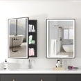thumbnail image 3 of Caulitar 22 x 16 inch LED Medicine Cabinet with Mirror, Black Aluminum Bathroom Vanity Mirror with Lights, Dimmable & Anti-Fog, Wall Mounted Storage, 3 of 13