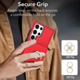 thumbnail image 3 of ELEHOLD Case for Samsung Galaxy S23 Ultra,Business PU Leather Stand Case with Card Holder & Ring Holder,Red, 3 of 7