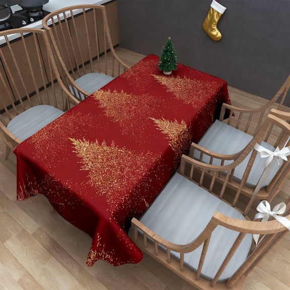 YUTK Christmas Tablecloth Tablecloth Table Cover Cottage Table Cover Christmas Tablecloth Painted Tablecloth for Christmas Party Supplies Washable,Red,Free Size