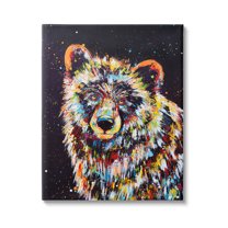 Modern Bear Urban Strokes Animals & Insects Painting Gallery Wrapped Canvas Print Wall Art