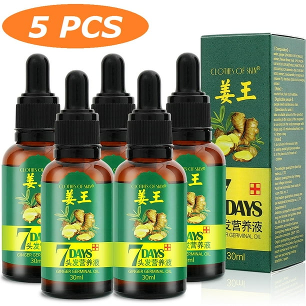 5 PCS Hair Regrow 7 Day Ginger Germinal Serum Essence Oil Loss ...