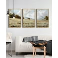 thumbnail image 3 of Retro Landscape Framed Wall Art 16x24in3pcs Large Grassland Wall Prints Classic Vintage Farmhouse Wall Decor for Living Room Bedroom Natural Framed, 3 of 7
