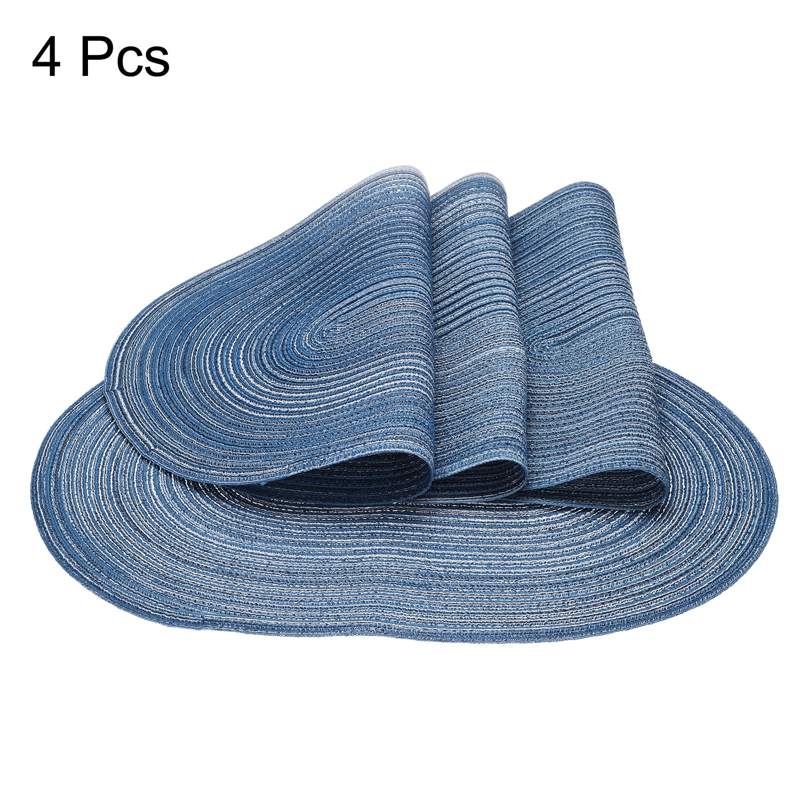 Uxcell 4pcs Oval Braided Placemats 20" Non-Slip Oval Table Mats for Dining Tables Washable Heat Insulation Woven Placemats, Dark Blue