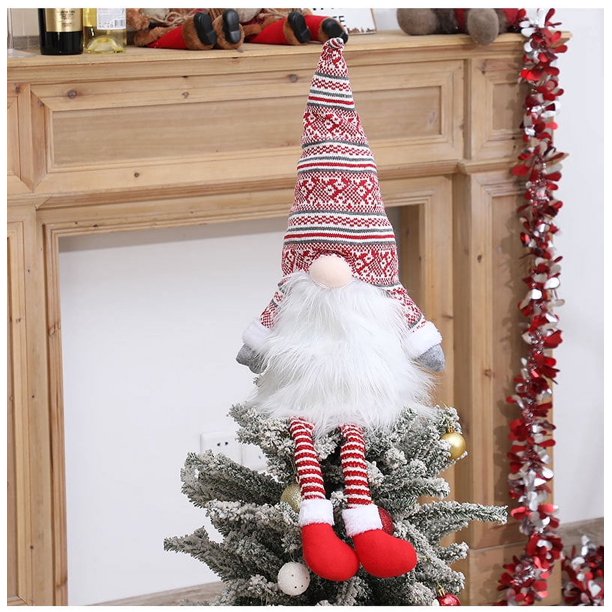 1 Uds., nuevos artículos decorativos rojos de Navidad, cono de bosque para hombre viejo, árbol de primavera, estrella superior, muñeca sin rostro, estrella superior del árbol Sincero Electrónica