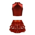 thumbnail image 2 of Haitryli Kids Girls Modern Jazz Outfit Sequin Dance Clothes Shiny Metallic Tank Top with 3-Layers Skirt for Hip Hop Red 10, 2 of 5