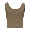 thumbnail image 2 of Womens Crop Tank Tops for Gym Workout Sleeveless Tee Shirt U Neck Sports Base Tshirts Quick Dry Athletic Wear (XL, Khaki), 2 of 8