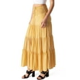 thumbnail image 2 of HYFVE Women's Juniors Smocked Waist Broomstick Boho Skirt (Yellow, Medium), 2 of 4