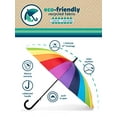 thumbnail image 2 of totes Large Eco Auto-Open 24 Rib Stick Umbrella with a Classic J Hook Curved Handle, Bright Rainbow, One Size, Women's and Men's Auto-Open 24 Rib Stick Umbrella with a Classic J Hook Curve, 2 of 7