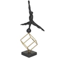 thumbnail image 6 of 11" x 19" Black Marble Gymnast Sculpture with Gold Cube Base, by DecMode, 6 of 8