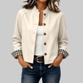 thumbnail image 6 of Edvintorg Women Jacket Fashion Ruffle Button Down Coat Long Sleeve Loose Casual Outerwear with Pocket Women's Clothing Beige S-2XL, 6 of 9
