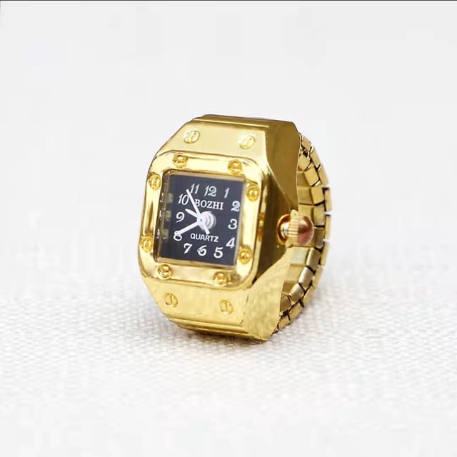 Reloj de dedo con caja plateada de aleación de moda en miniatura, tamaño digital, reloj de pareja para hombres y mujeres