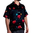 thumbnail image 2 of Valentine's Day Love ECG Men's Short Sleeve Button Down Hawaiian Beach Printed Casual Shirts, 2 of 6