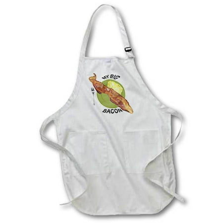 

3dRose My Big Bacon Full Length Apron 22 by 30-inch White With Pockets