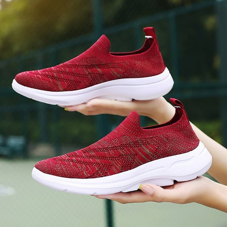 

NOKIO Nurse Shoes Womens Slip on Walking Sneakers Comfortable Lightweight Workout Shoes Women s Single Shoes Sports Shoes Versatile Mesh Breathable Fly Woven Shoes