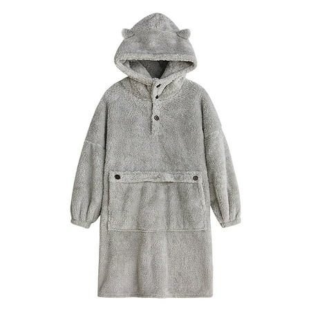 

Pajamas For Women Long Sleeved Solid Flannel Thickened Hooded Housewear Pajamas In Autumn And Winter Womens Sleepwear