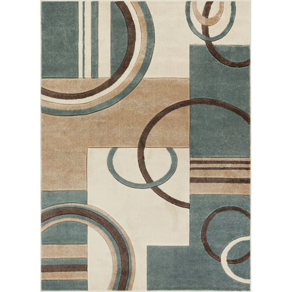 Well Woven Ruby Galaxy Waves Modern Geometric Mint 7'10" x 9'10" Area Rug