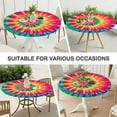 thumbnail image 7 of Colorful Rainbow Tie Dye Spiral Pattern Round Fitted Tablecloth with Elastic Edge,Dining Table Cover Waterproof,Outdoor Round Tablecloth for Camping,Dining,Indoor and Outdoor, 7 of 7