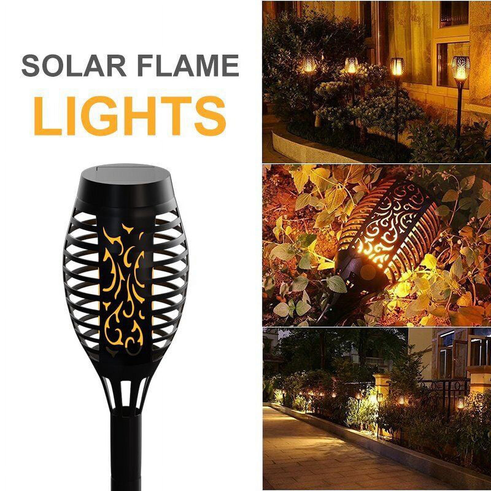 LITOM 4Pcs 12 LED/52CM Light Control Solar Torch Flame Light, IP65 Waterproof Garden Lights Outdoor Landscape Decoration for Patio Garden Path Yard Wedding Party