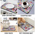 thumbnail image 4 of Washable Rubber Daisy Cute Floral Dish Drying Mats for Kitchen Counter Home Large Coffee Bar Pad Accessories and Decor for Utensils Stemware 18''x24'', 4 of 7