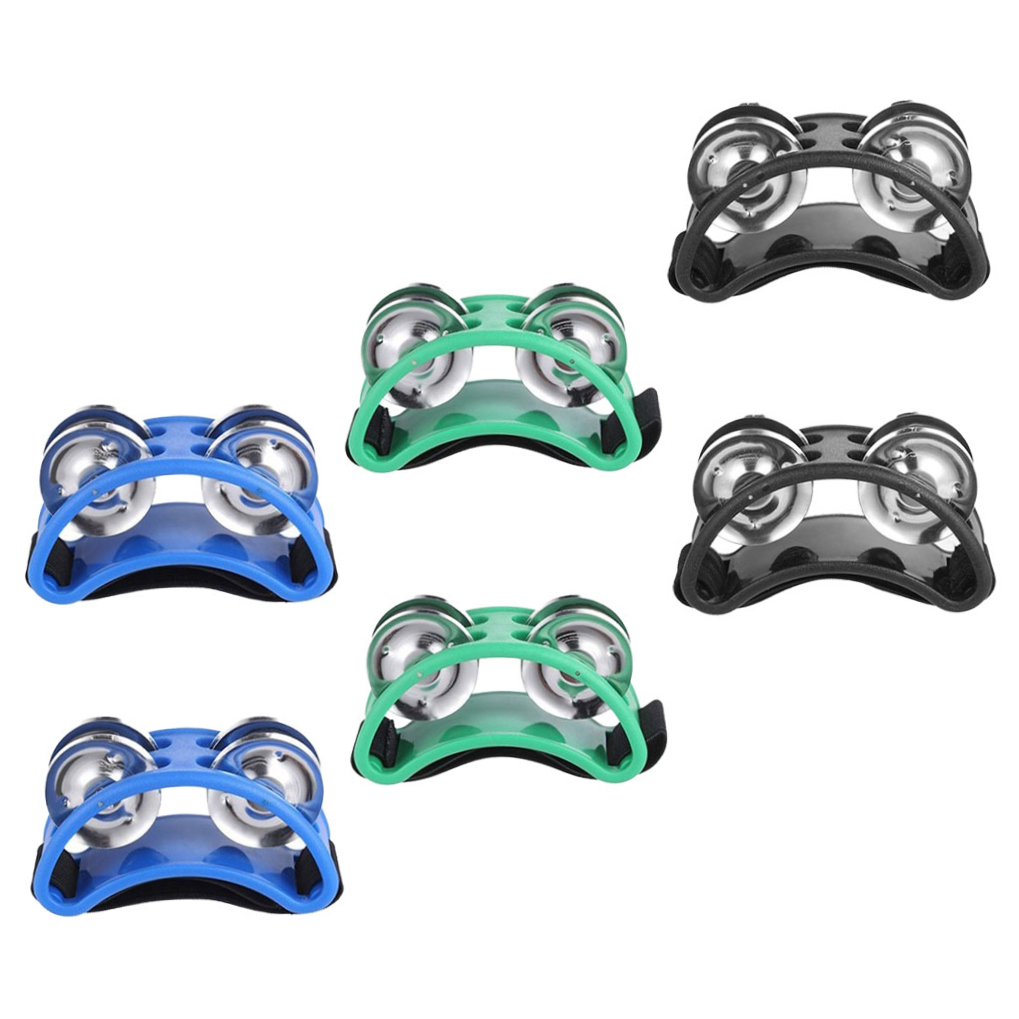 ELAYARD 3Pairs Musical Foot Tambourines Ergonomic Design Assorted Colors for Performance Use