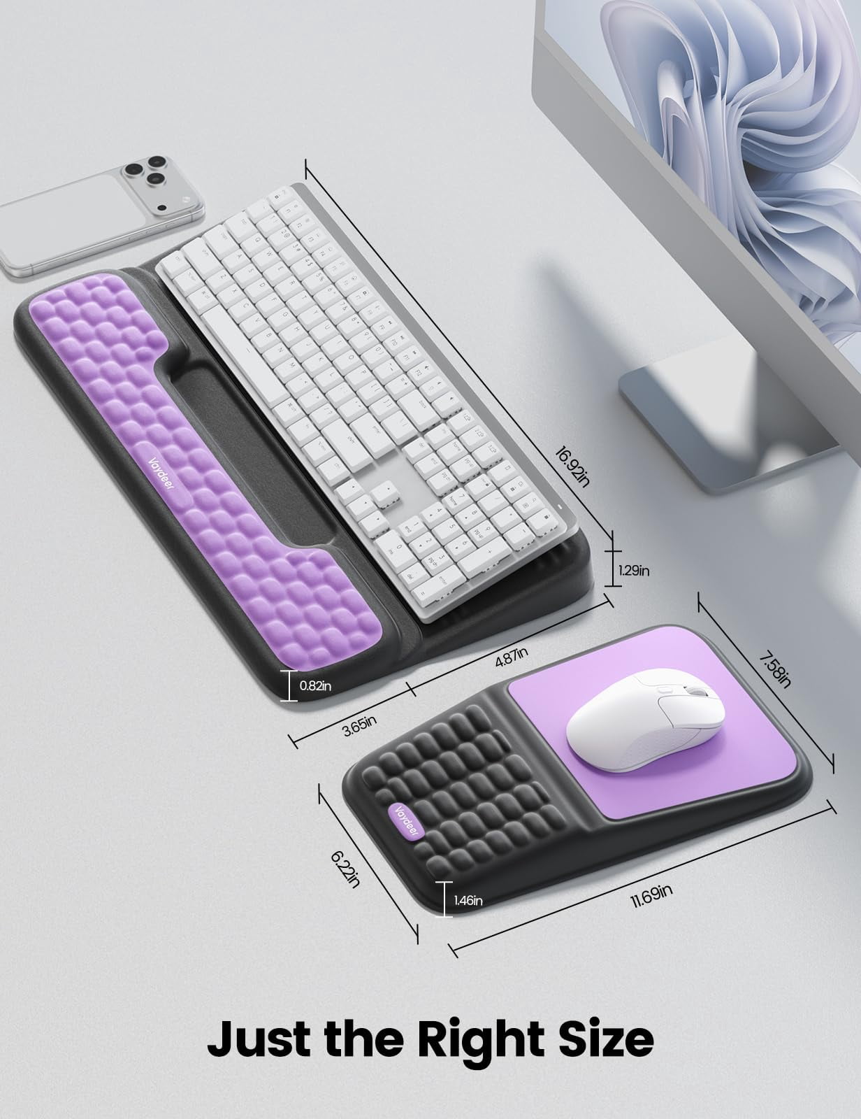 Stand And Mouse Pad Set Wrist Rest  Computer Support Memory Foam Desk Cushion Tilt Riser Lift Palm Hand Typing For Office Home Gaming