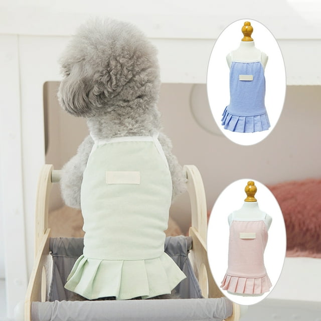 Flmtop Jupe pour Animaux de Compagnie Sans Manches Ourlet Volants en Coton à Deux Pattes Robe de Chiot pour Partie Outremer