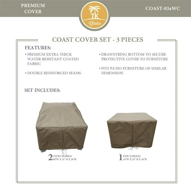 TK Classics Coast Patio Protective Cover Set 03a in Beige