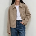 thumbnail image 4 of Enjoytime Fall Jackets for Women Lapel Collar Long Sleeve Cropped Zip Up Jacket Vintage Casual Outerwear with Pockets, 4 of 8