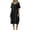 Black, variant on Women's Side Drawstring Midi Dress Round Neck Short Sleeve Casual Shift Dress with Pockets