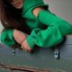 thumbnail image 4 of Conjunto de 2 Piezas para Mujer: Sudadera con Capucha de Gran Tamaño, Pantalones Deportivos Y2K, Ropa de Otoño Verde XL, 4 of 6