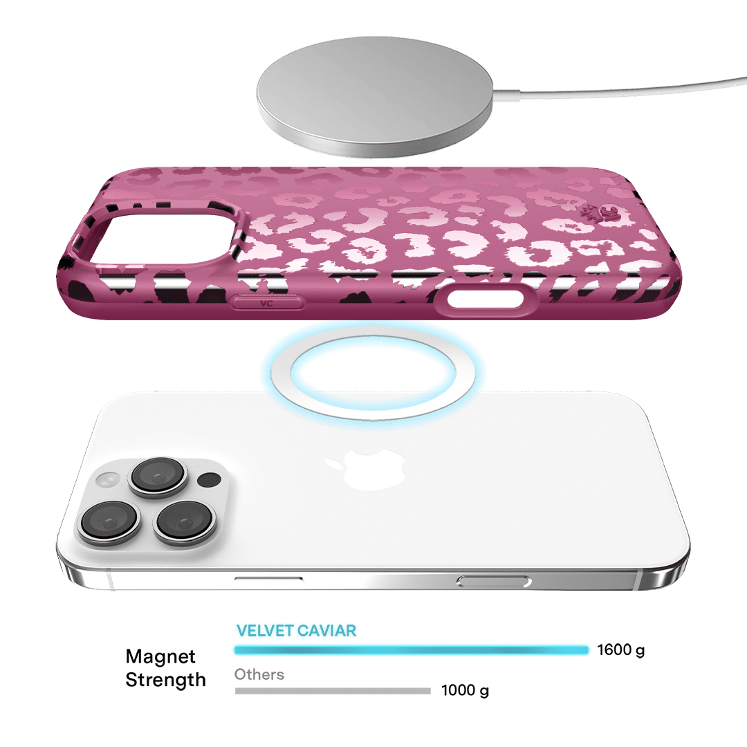 VELVET CAVIAR for iPhone 16 Pro Case - Compatible with MagSafe - Cute Protective Phone Cases for Women - Metallic Pink Ruby Leopard Cheetah Print