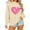 Beige, variant on Crewneck Sweatshirts Valentines Day Tops Womens Long Sleeve Love Heart Printed Loose Pullover Fall Spring Clothes (XS, White)