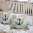 thumbnail image 6 of Nautical Anchor Throw Pillow Covers 20x20 Inch Set of 2, Vintage Coastal Summer Beach Coral Waterproof Outdoor Pillow Covers, Decorative Cushion Pillowcases for Couch, Sofa, Bed, Garden, Patio, 6 of 9