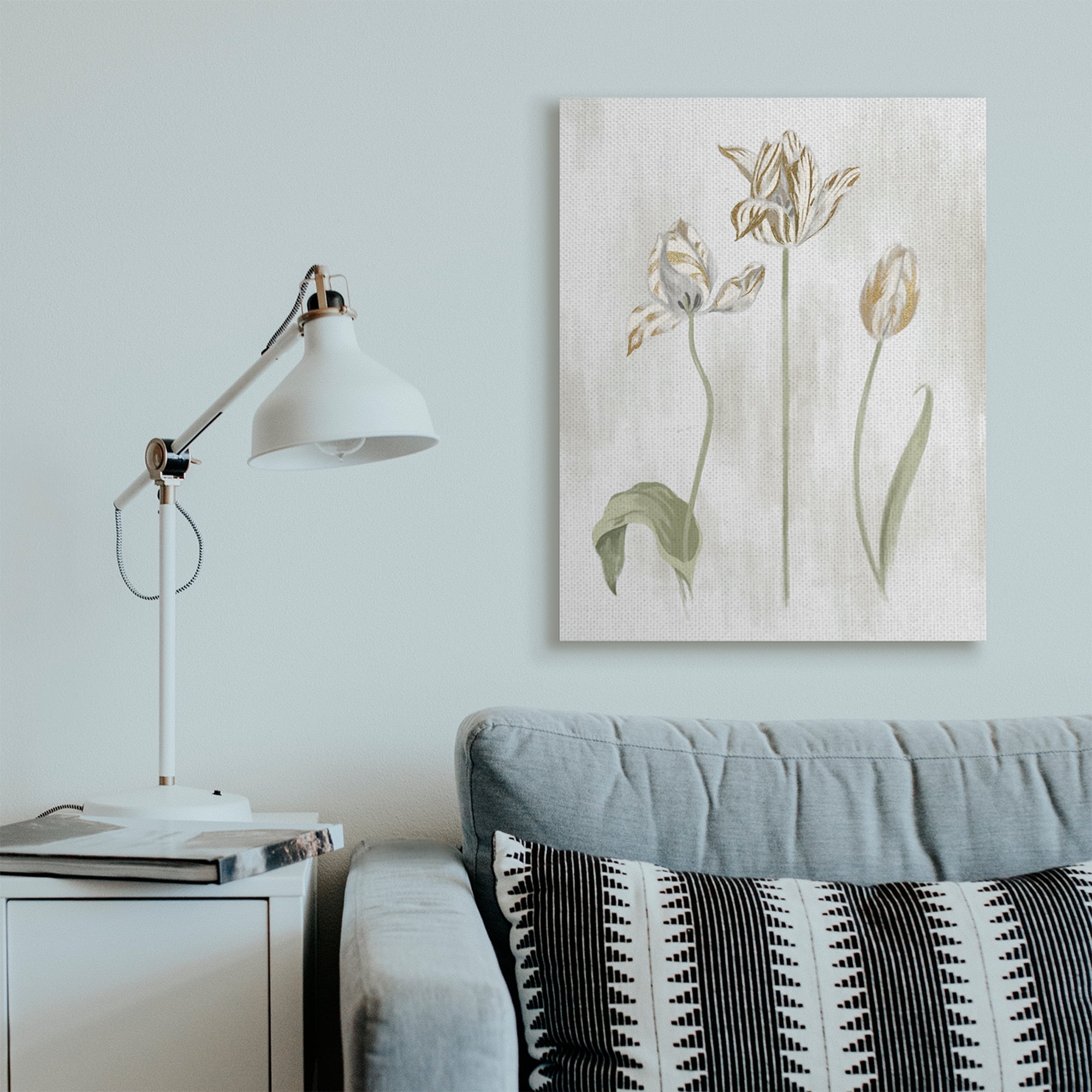 Stupell Industries Golden Irises Blooming over Neutral Beige Canvas Wall Art, 30 x 40, Design by Daphne Polselli