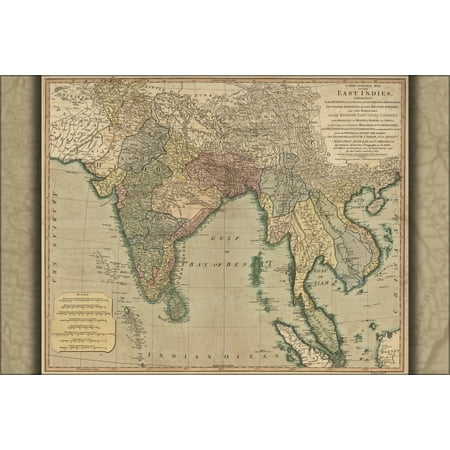 24"x36" Gallery Poster, map of india vietnam cambodia indonesia 1783