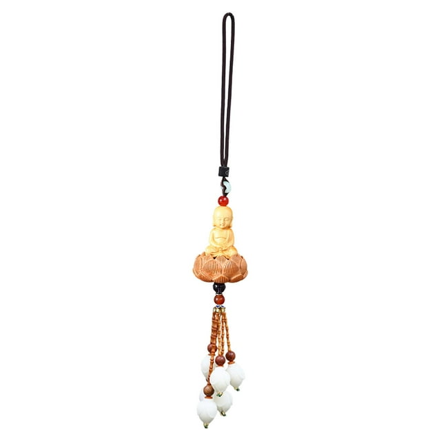 Rongfmy Statue Bouddhiste Intérieure Auto sur Pendentif Lotus Accessoire Décoration Suspendue